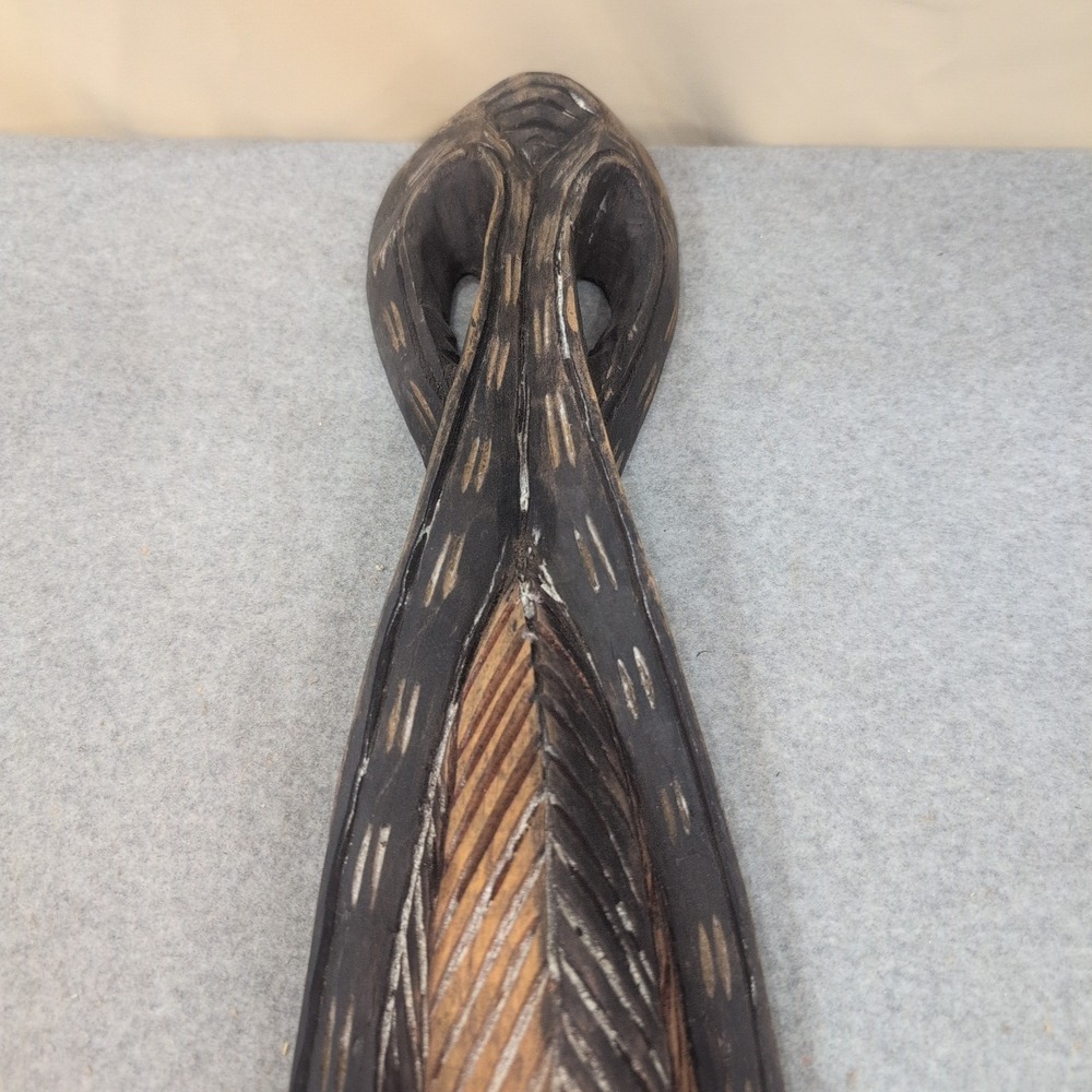 Vintage Hand Carved Wooden Tribal Mask Elongated Wall Art Decor 26 Inch - Picture 4 of 6